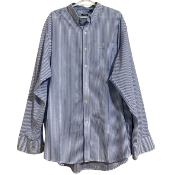 IZOD MEN’s Blue & White Stripes Non-Iron Button Down Long Sleeve Shirt Size-XXL - Picture 1 of 5